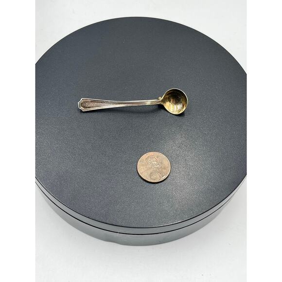 Gorham Vintage Fairfax Sterling Silver Salt Cellar Gold Gilded Wash Signed Spoon - Picture 3 of 8